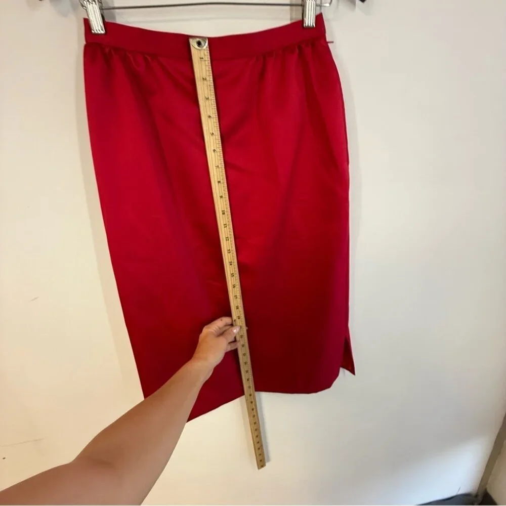 Vintage Frank Usher Red Office Core UK 38 Suit Skirt Set Blazer Pencil Skirt